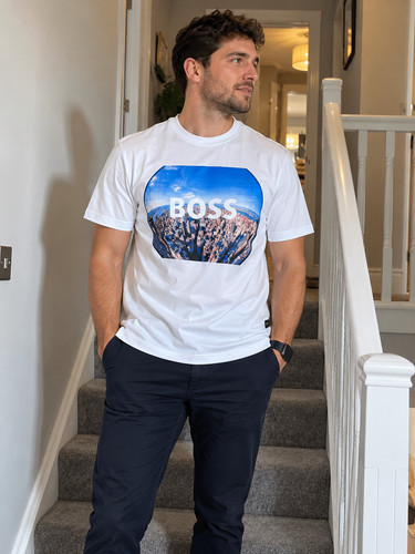 Boss mens white graphic logo - boss,