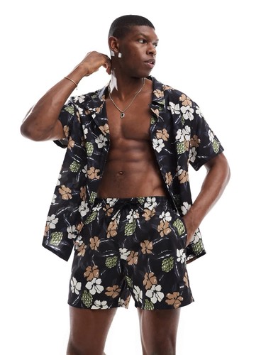 Men boss floral print swim - floral,