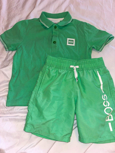 Boss boys green - green, piqué